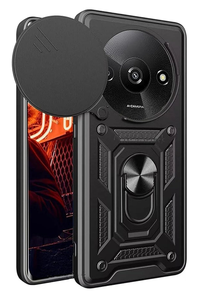 Xiaomi Redmi A3 4G Pars Lens Yüzüklü Silikon Kılıf - Siyah
