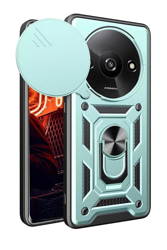 Xiaomi Redmi A3 4G Pars Lens Yüzüklü Silikon Kılıf - Yeşil
