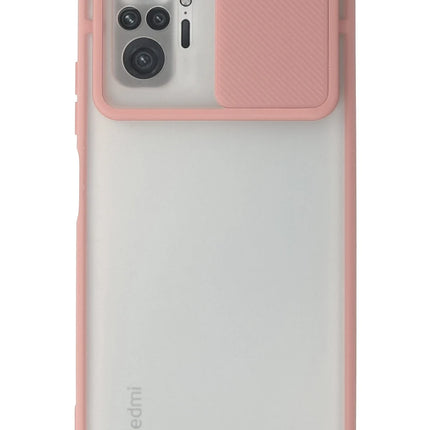 Xiaomi Redmi Note 10 Pro Palm Buzlu Kamera Sürgülü Silikon Kılıf - Pembe