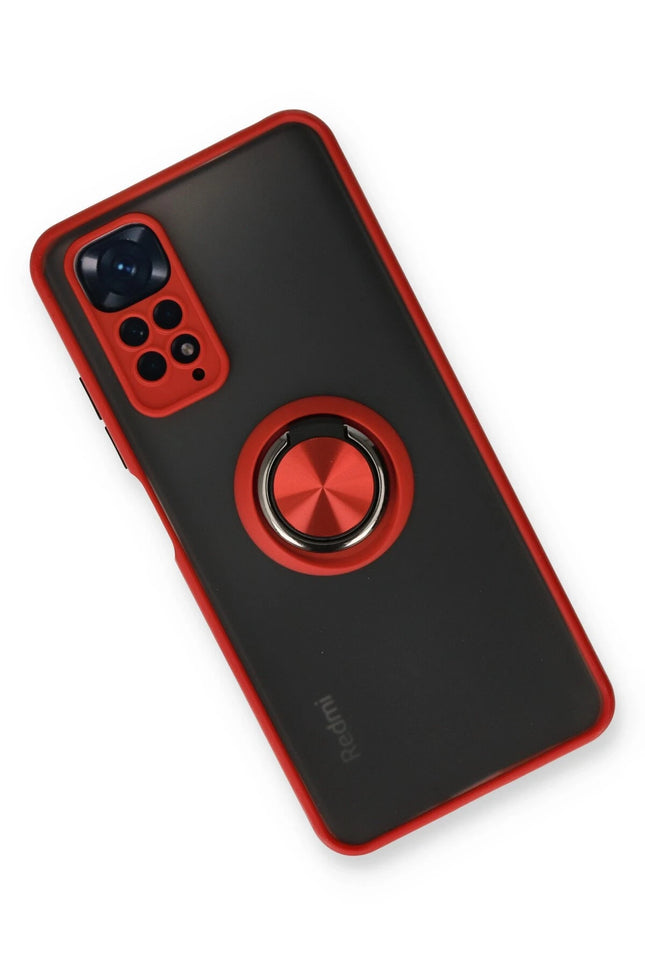 Xiaomi Redmi Note 11 Montreal Yüzüklü Silikon Kapak Kılıf - Kırmızı 2
