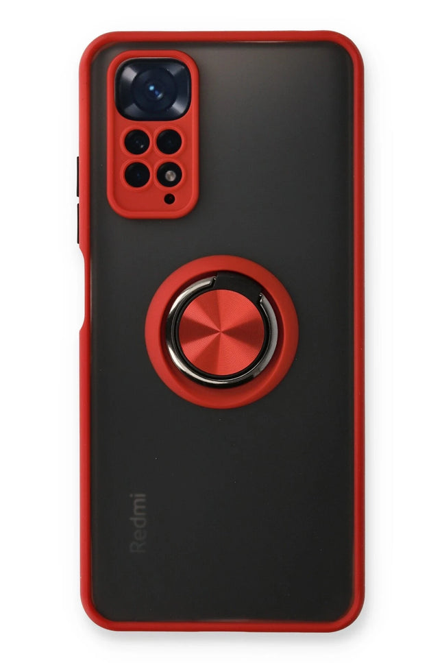 Xiaomi Redmi Note 11 Montreal Yüzüklü Silikon Kapak Kılıf - Kırmızı