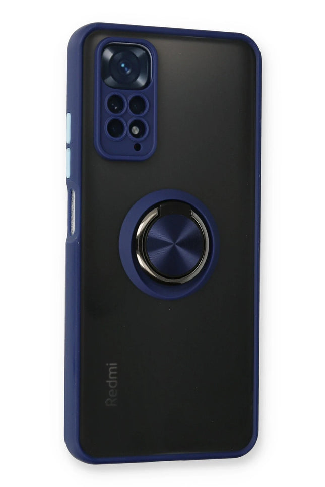 Xiaomi Redmi Note 11 Montreal Yüzüklü Silikon Kapak Kılıf - Lacivert