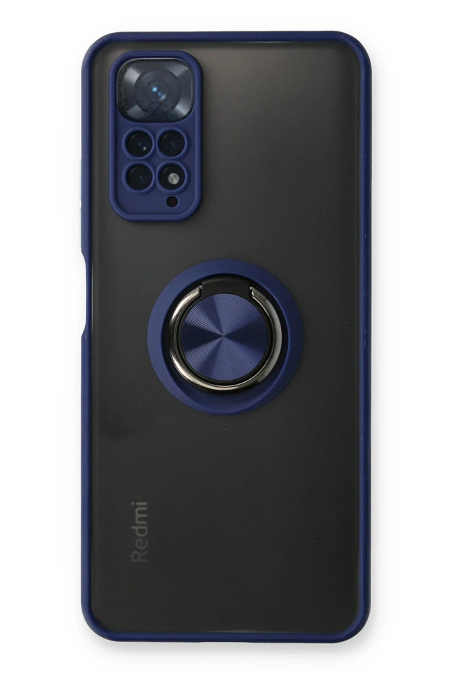 Xiaomi Redmi Note 11 Montreal Yüzüklü Silikon Kapak Kılıf - Lacivert 2