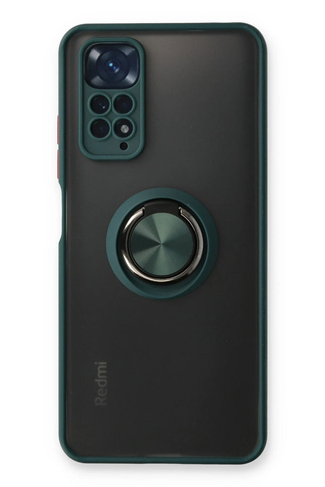 Xiaomi Redmi Note 11 Montreal Yüzüklü Silikon Kapak Kılıf - Yeşil