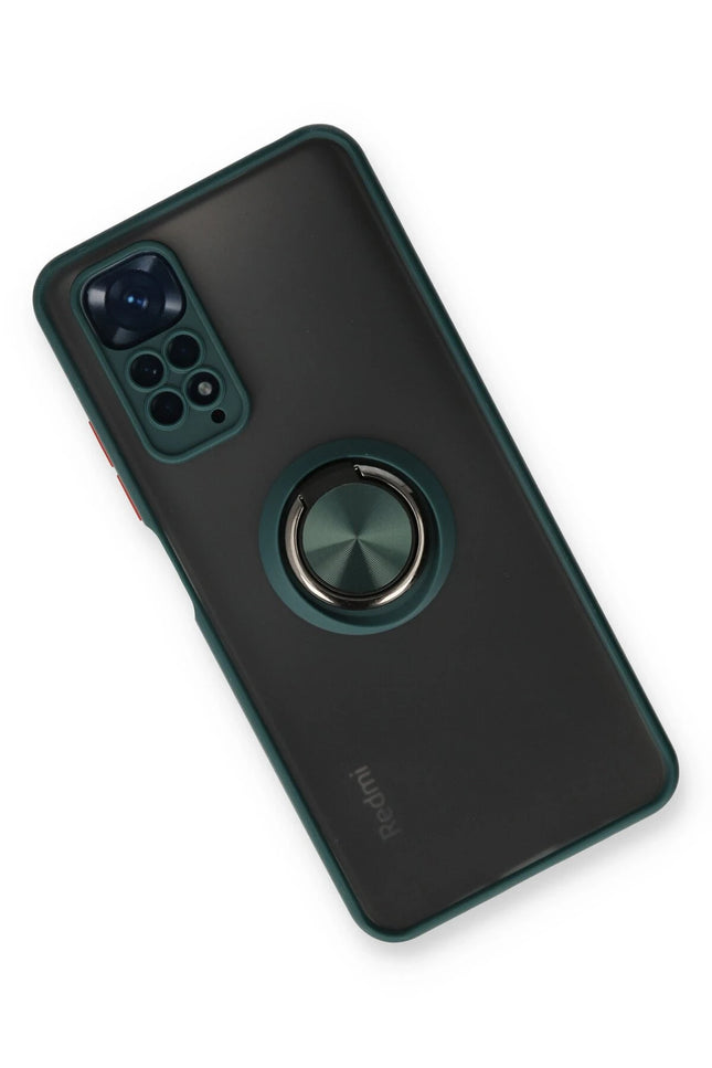 Xiaomi Redmi Note 11 Montreal Yüzüklü Silikon Kapak Kılıf - Yeşil 2