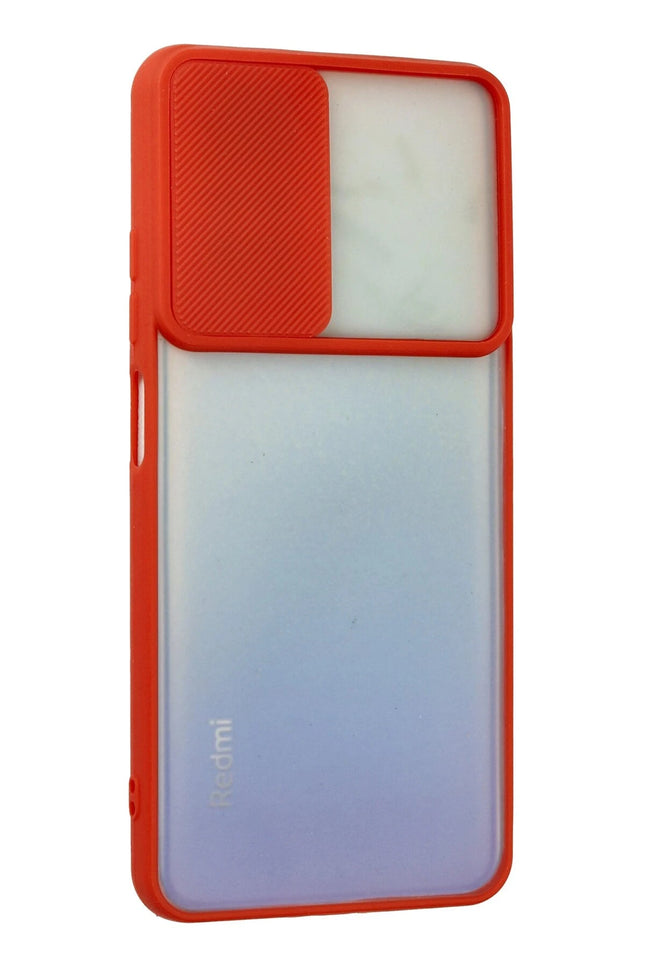 Xiaomi Redmi Note 11 Palm Buzlu Kamera Sürgülü Silikon Kılıf - Kırmızı 2