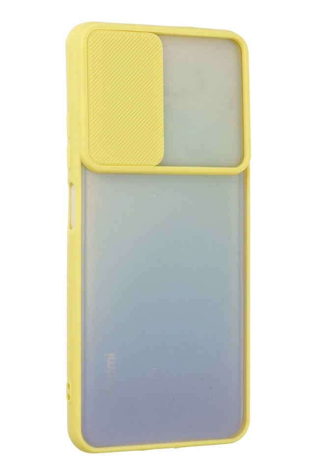 Xiaomi Redmi Note 11 Palm Buzlu Kamera Sürgülü Silikon Kılıf - Sarı 2