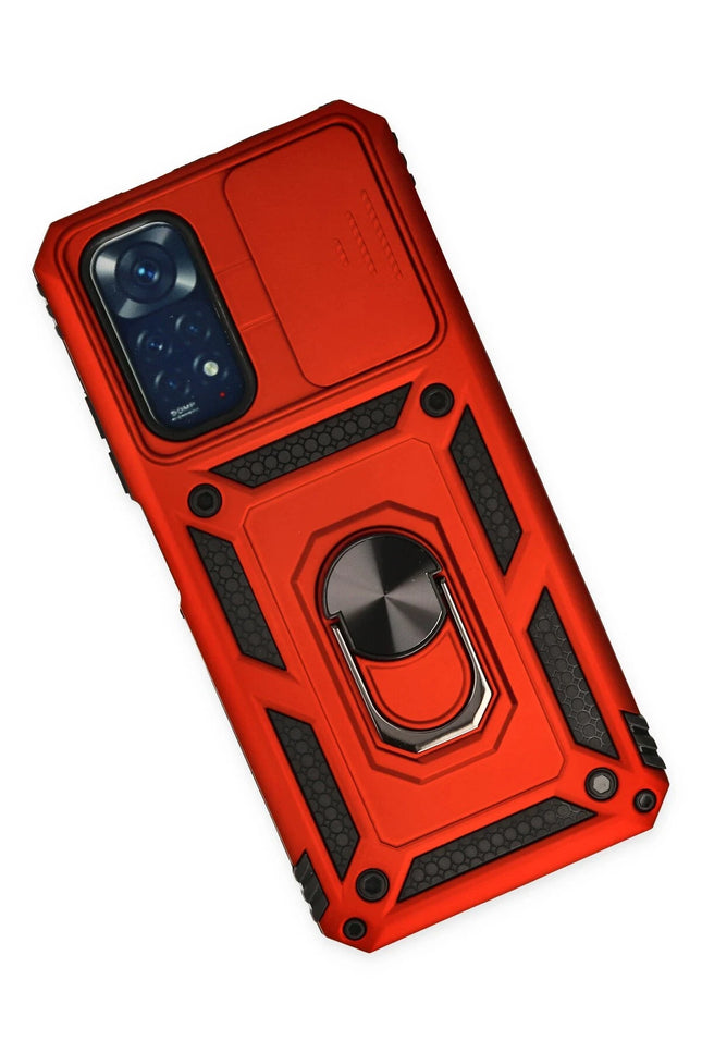 Xiaomi Redmi Note 11 Pars Lens Yüzüklü Silikon Kılıf - Kırmızı 2