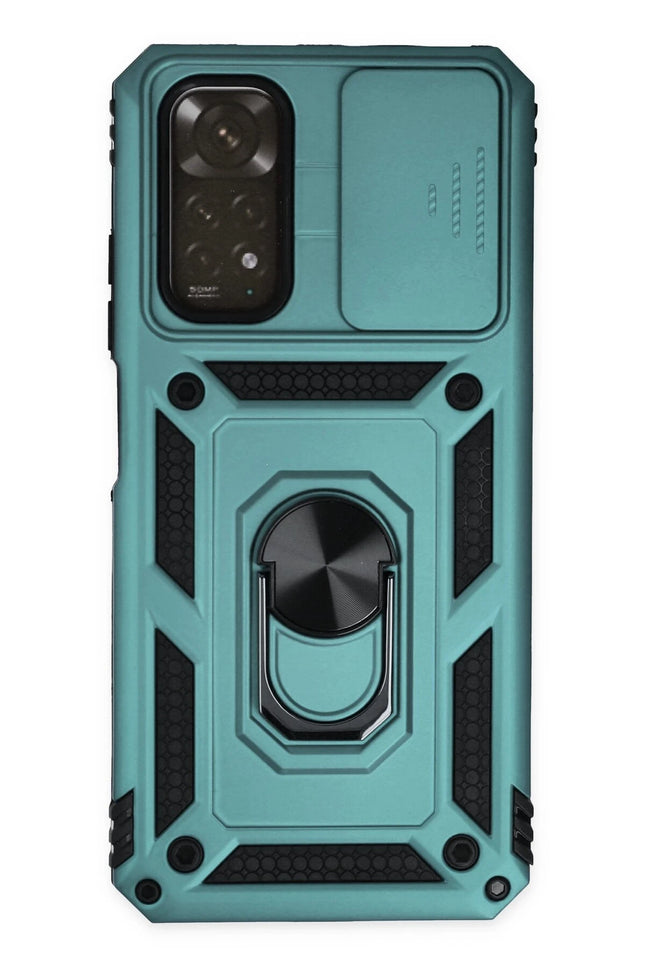Xiaomi Redmi Note 11 Pars Lens Yüzüklü Silikon Kılıf - Yeşil