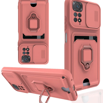 Xiaomi Redmi Note 11 Zuma Kartvizitli Yüzüklü Silikon Kılıf - Pembe
