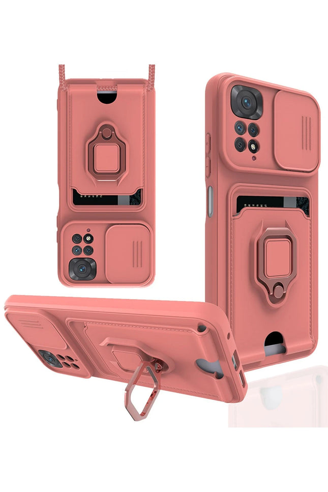Xiaomi Redmi Note 11 Zuma Kartvizitli Yüzüklü Silikon Kılıf - Pembe