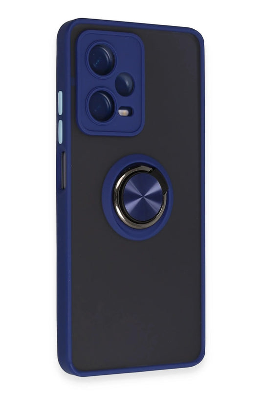 Xiaomi Redmi Note 12 5G Montreal Yüzüklü Silikon Kapak Kılıf - Lacivert 2