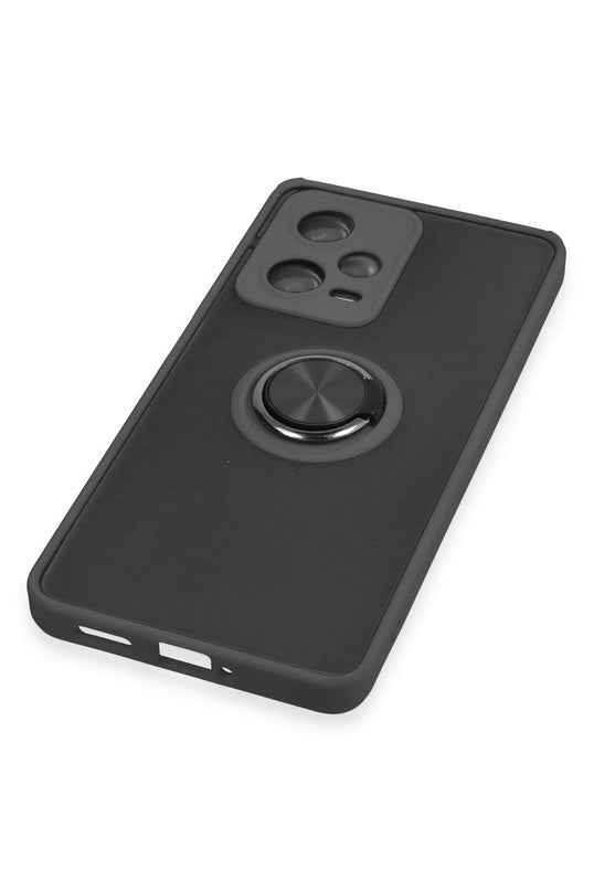 Xiaomi Redmi Note 12 5G Montreal Yüzüklü Silikon Kapak Kılıf - Siyah 5