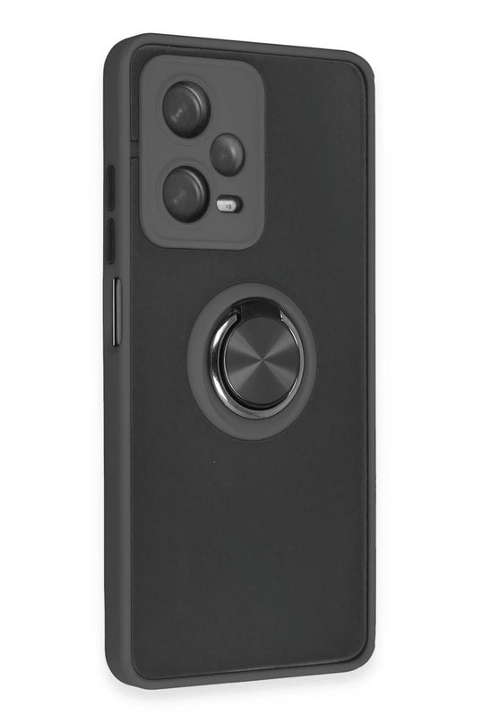Xiaomi Redmi Note 12 5G Montreal Yüzüklü Silikon Kapak Kılıf - Siyah 2