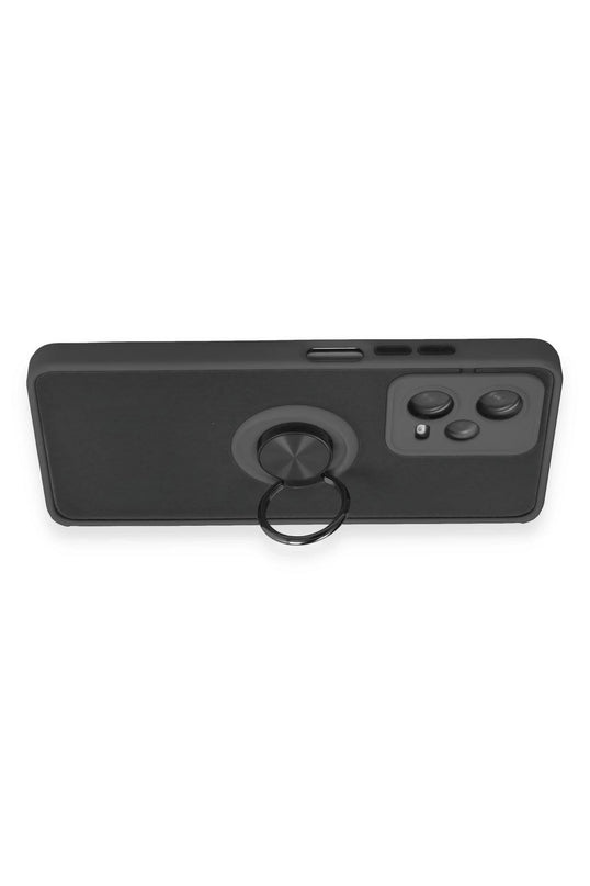 Xiaomi Redmi Note 12 5G Montreal Yüzüklü Silikon Kapak Kılıf - Siyah 3