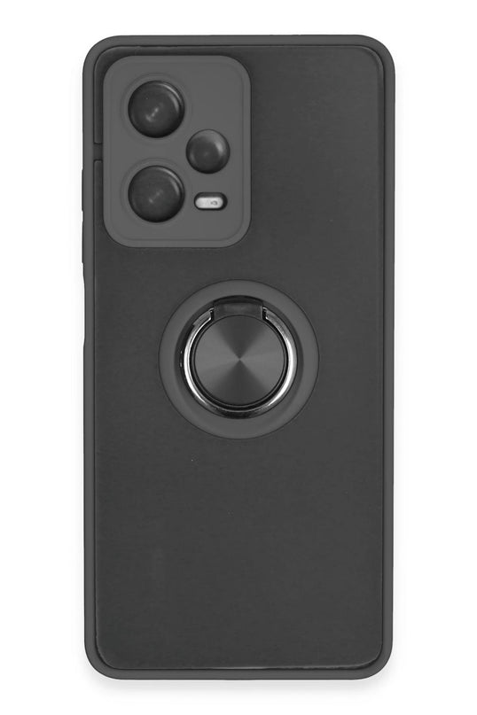 Xiaomi Redmi Note 12 5G Montreal Yüzüklü Silikon Kapak Kılıf - Siyah