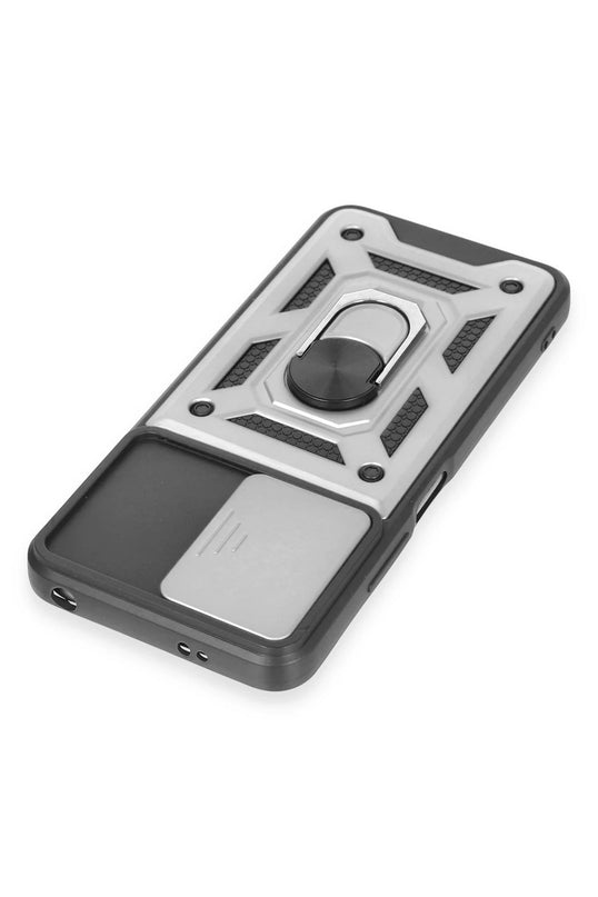 Xiaomi Redmi Note 12 5G Pars Lens Yüzüklü Silikon Kılıf - Gümüş 4