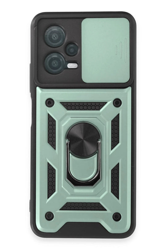 Xiaomi Redmi Note 12 5G Pars Lens Yüzüklü Silikon Kılıf - Yeşil