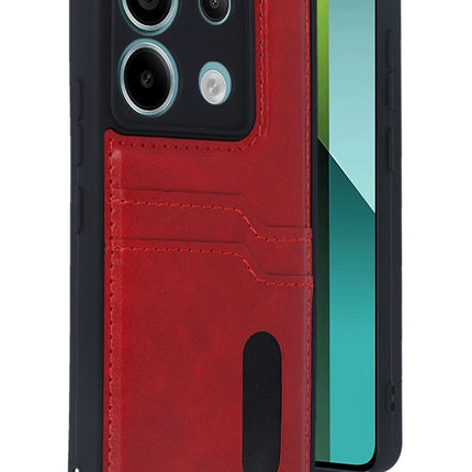 Xiaomi Redmi Note 13 Pro 4G Sara Kartvizitli Deri Kılıf - Kırmızı