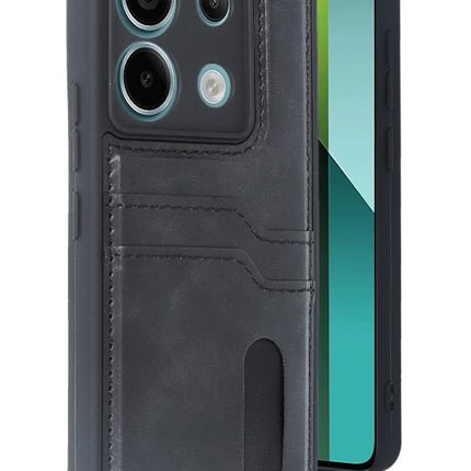 Xiaomi Redmi Note 13 Pro 4G Sara Kartvizitli Deri Kılıf - Siyah
