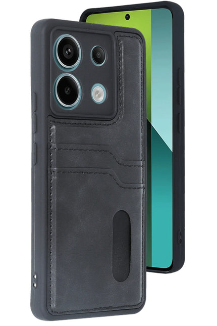 Xiaomi Redmi Note 13 Pro 4G Sara Kartvizitli Deri Kılıf - Siyah