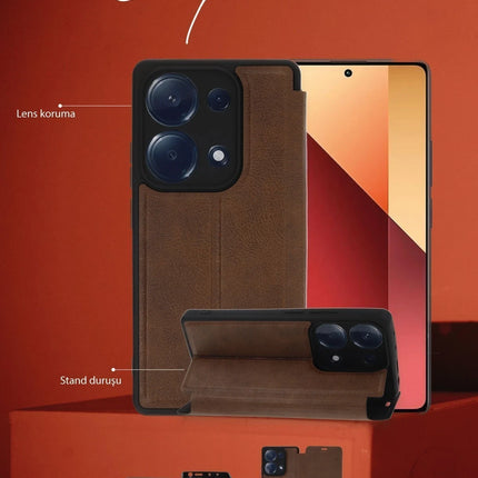 Xiaomi Redmi Note 13 Pro 5G Flip Cover Kılıf - Taba 3