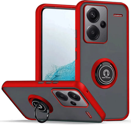 Xiaomi Redmi Note 13 Pro Plus Montreal Yüzüklü Silikon Kapak Kılıf - Kırmızı