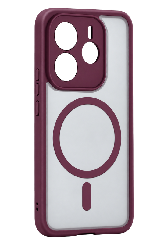 Xiaomi Redmi Note 14 4G Loji Magsafe Kapak Kılıf - Bordo