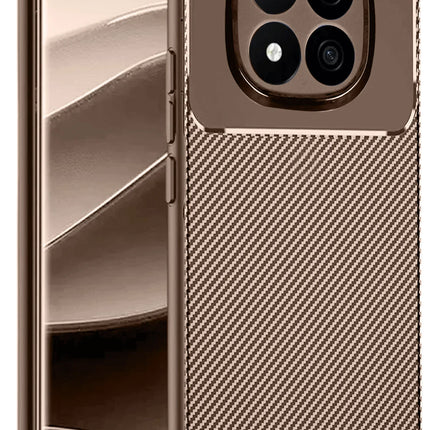 Xiaomi Redmi Note 14 Pro 5G Auto Focus Karbon Kapak Kılıf - Kahverengi