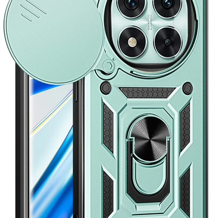 Xiaomi Redmi Note 14 Pro 5G Pars Lens Yüzüklü Silikon Kılıf - Yeşil