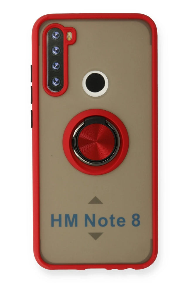Xiaomi Redmi Note 8 Montreal Yüzüklü Silikon Kapak Kılıf - Kırmızı