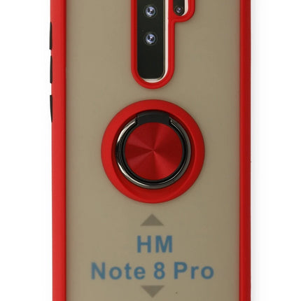 Xiaomi Redmi Note 8 Pro Montreal Yüzüklü Silikon Kapak Kılıf - Kırmızı