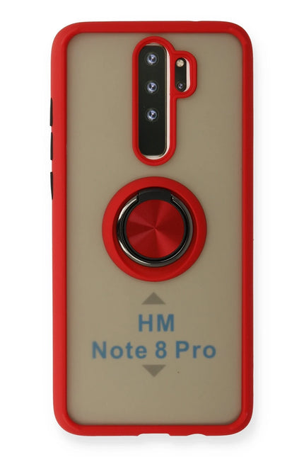 Xiaomi Redmi Note 8 Pro Montreal Yüzüklü Silikon Kapak Kılıf - Kırmızı