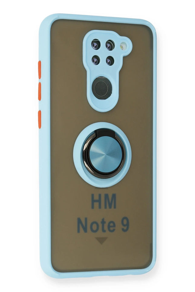 Xiaomi Redmi Note 9 Montreal Yüzüklü Silikon Kapak Kılıf - Buz Mavi 2