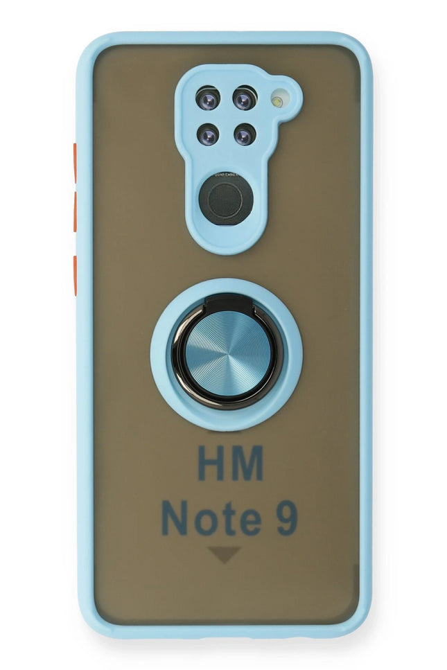 Xiaomi Redmi Note 9 Montreal Yüzüklü Silikon Kapak Kılıf - Buz Mavi