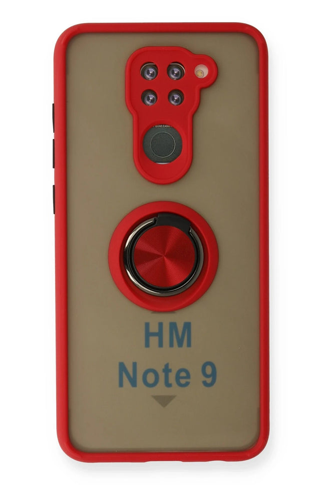 Xiaomi Redmi Note 9 Montreal Yüzüklü Silikon Kapak Kılıf - Kırmızı
