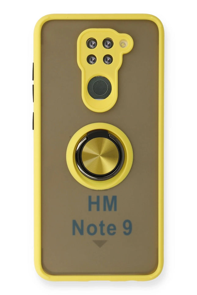 Xiaomi Redmi Note 9 Montreal Yüzüklü Silikon Kapak Kılıf - Sarı