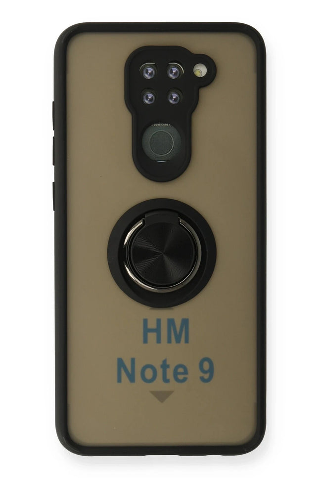 Xiaomi Redmi Note 9 Montreal Yüzüklü Silikon Kapak Kılıf - Siyah