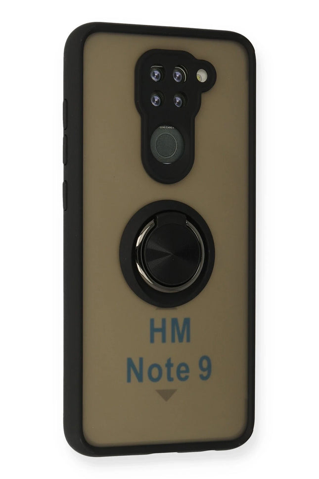 Xiaomi Redmi Note 9 Montreal Yüzüklü Silikon Kapak Kılıf - Siyah 2