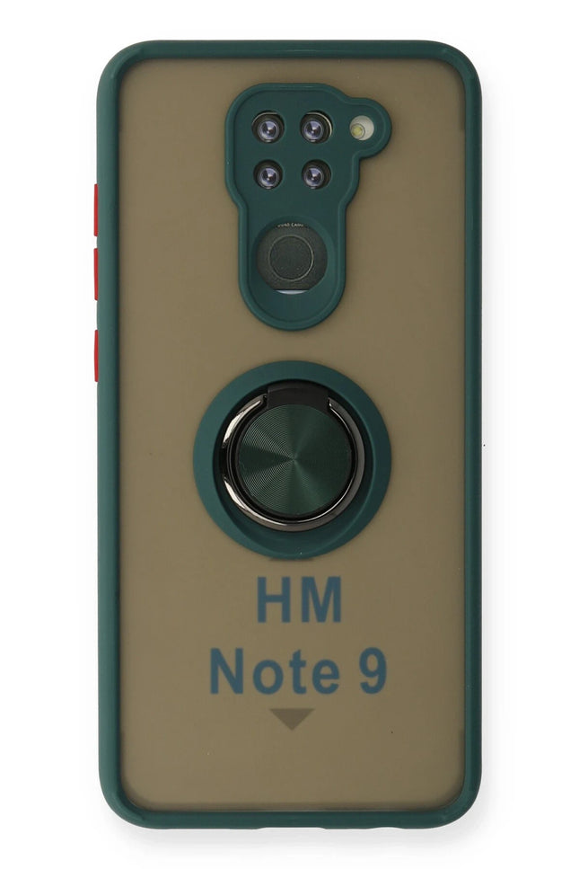 Xiaomi Redmi Note 9 Montreal Yüzüklü Silikon Kapak Kılıf - Yeşil