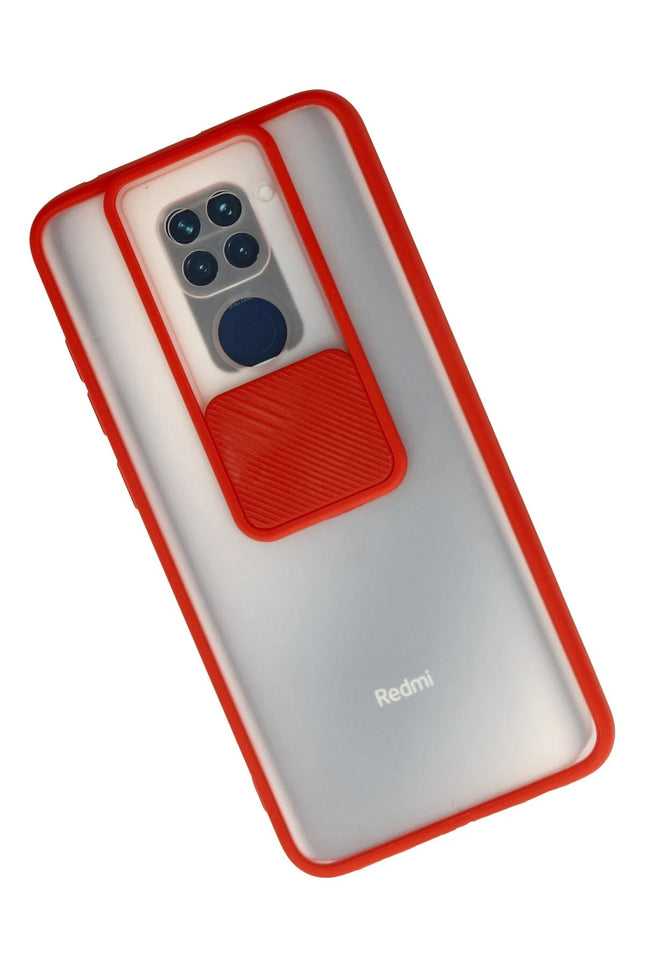 Xiaomi Redmi Note 9 Palm Buzlu Kamera Sürgülü Silikon Kılıf - Kırmızı 2