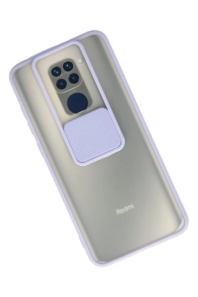 Xiaomi Redmi Note 9 Palm Buzlu Kamera Sürgülü Silikon Kılıf - Lila 2