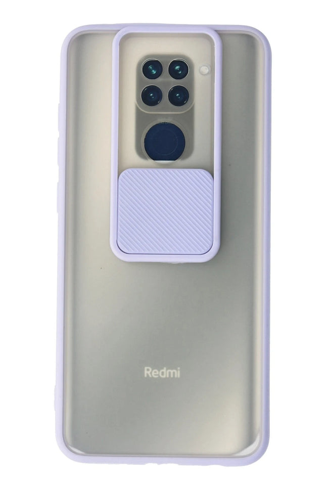 Xiaomi Redmi Note 9 Palm Buzlu Kamera Sürgülü Silikon Kılıf - Lila