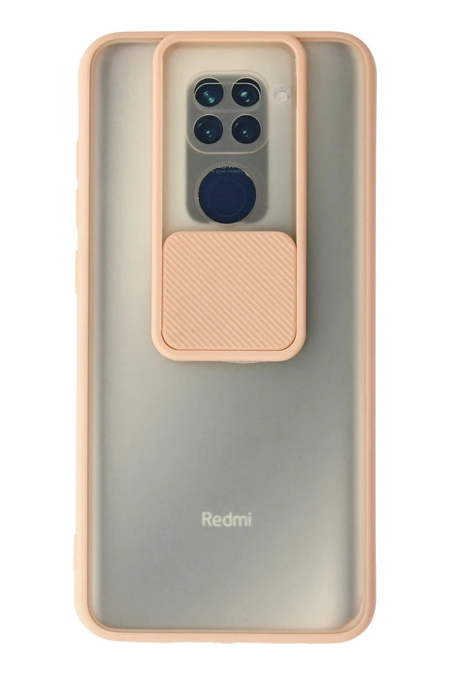Xiaomi Redmi Note 9 Palm Buzlu Kamera Sürgülü Silikon Kılıf - Pembe