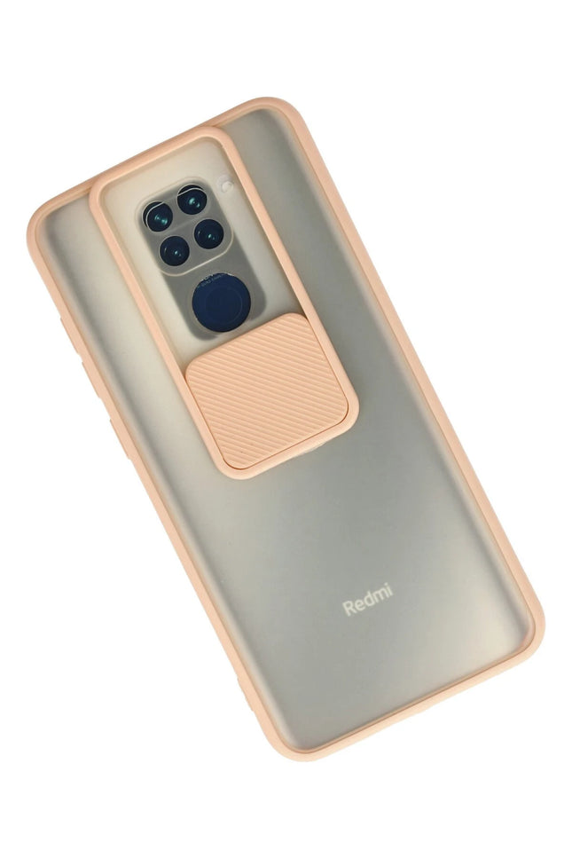 Xiaomi Redmi Note 9 Palm Buzlu Kamera Sürgülü Silikon Kılıf - Pembe 2
