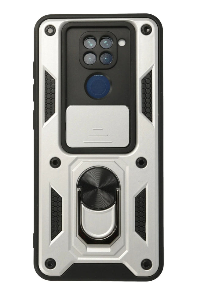 Xiaomi Redmi Note 9 Pars Lens Yüzüklü Silikon Kılıf - Gümüş
