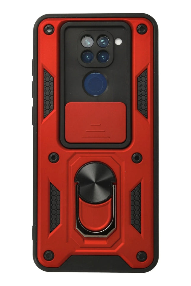 Xiaomi Redmi Note 9 Pars Lens Yüzüklü Silikon Kılıf - Kırmızı