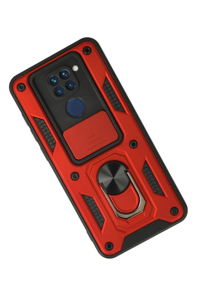 Xiaomi Redmi Note 9 Pars Lens Yüzüklü Silikon Kılıf - Kırmızı 2