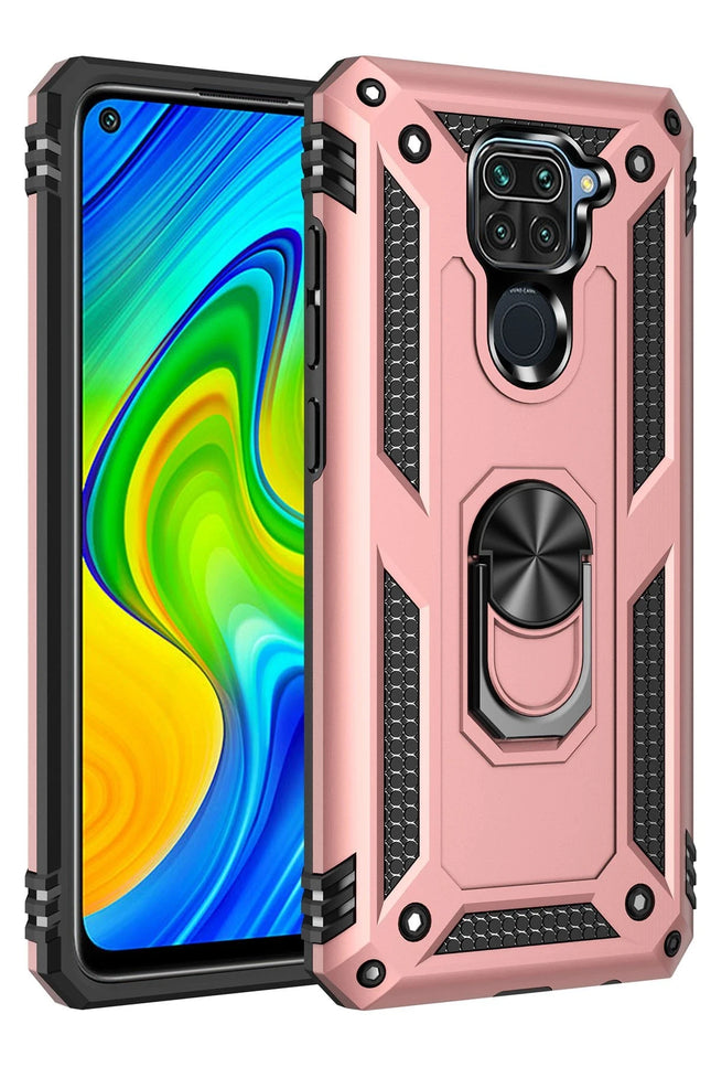 Xiaomi Redmi Note 9 Sofya Yüzüklü Silikon Kapak Kılıf - Rose