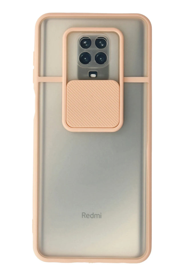 Xiaomi Redmi Note 9 Pro Palm Buzlu Kamera Sürgülü Silikon Kılıf - Pembe
